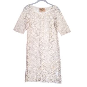 Lily Aldridge Cream Crochet Dress